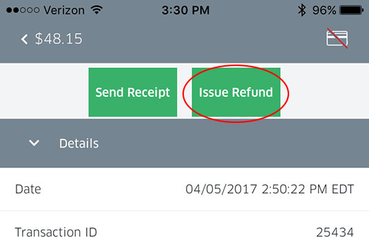 Tap issue refund.