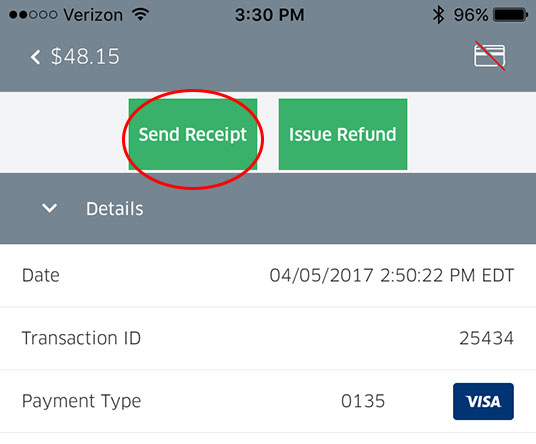 Tap Send Receipt